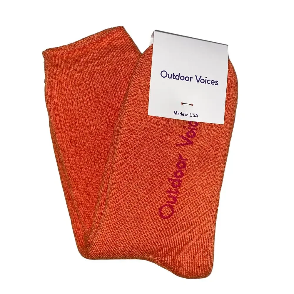 Outdoor Voices Socks S M Orange Crew‎ Mens Womens Rest Recovery Cushion 7-9.5